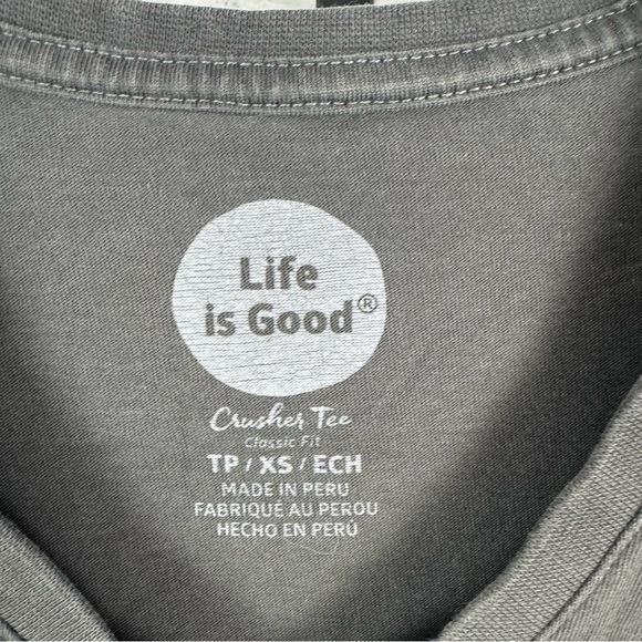 Life is Good True Love Ocean Wave Dark Gray V-Neck T-Shirt Size XS - Picture 3 of 5